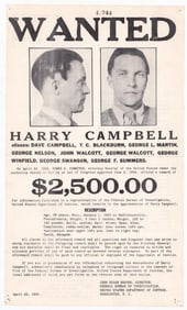 Harry Campbell FBI WANTED Poster 1936
