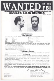 Richard Allen Benfield FBI WANTED Poster 1977