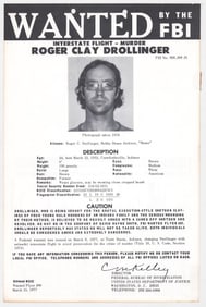Roger Clay Drollinger FBI WANTED Poster 1977