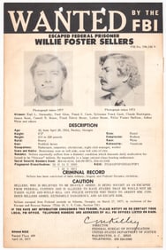 Willie Foster Sellers FBI WANTED Poster 1977