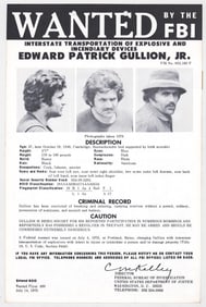 Edward Patrick Gullion Jr. FBI WANTED Poster 1976
