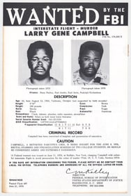 Larry Gene Campbell FBI WANTED Poster 1976