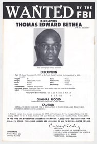 Thomas Edward Bethea FBI WANTED Poster 1976