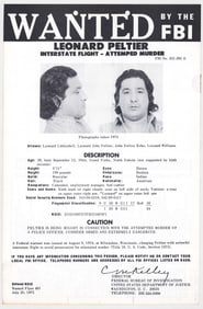 Leonard Peltier FBI WANTED Poster 1975