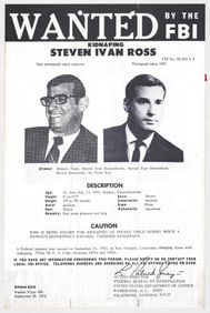 Steven Ivan Ross FBI WANTED Poster 1972