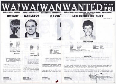 Sterling Hall (4) FBI WANTED Posters 1970