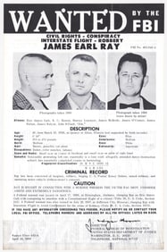James Earl Ray FBI WANTED Poster [MLK Assassin]