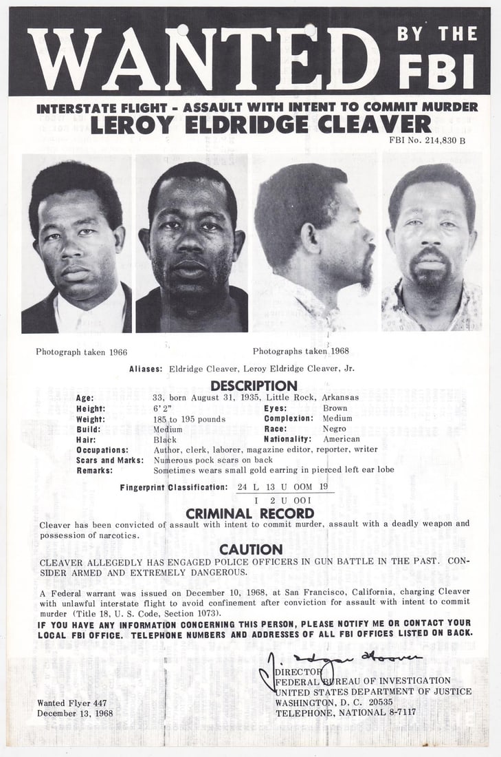Leroy Eldtidge Cleaver WANTED (Black Panther) (1 of 2)