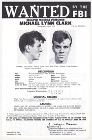 Michael Lynn Clark FBI WANTED Poster 1968