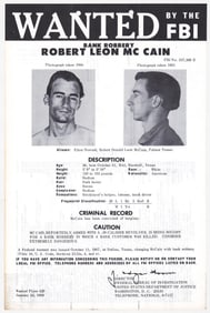 Robert Leon McCain FBI WANTED Poster 1968