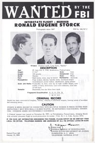 Ronald Eugene Storck FBI WANTED Poster 1968