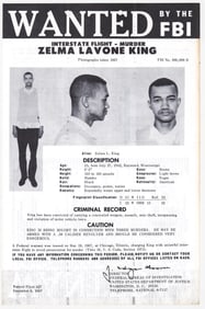Zelma Lavone King FBI WANTED Poster 1967