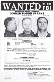 Donald Eugene Sparks FBI WANTED Poster 1967