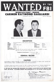 Carmen Raymond Gagliardi FBI WANTED Poster 1967