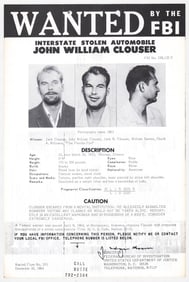 John William Clouser FBI WANTED Poster 1964