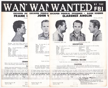 ALCATRAZ ESCAPEES [Anglin; Morris] WANTED