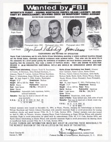 Wayne and Myrtle Schulenburg FBI WANTED 1967