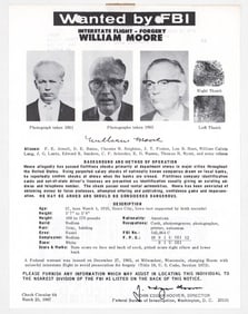 William Moore FBI WANTED 1967 Circular