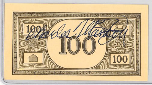 Charles Manson SIGNED Play Money