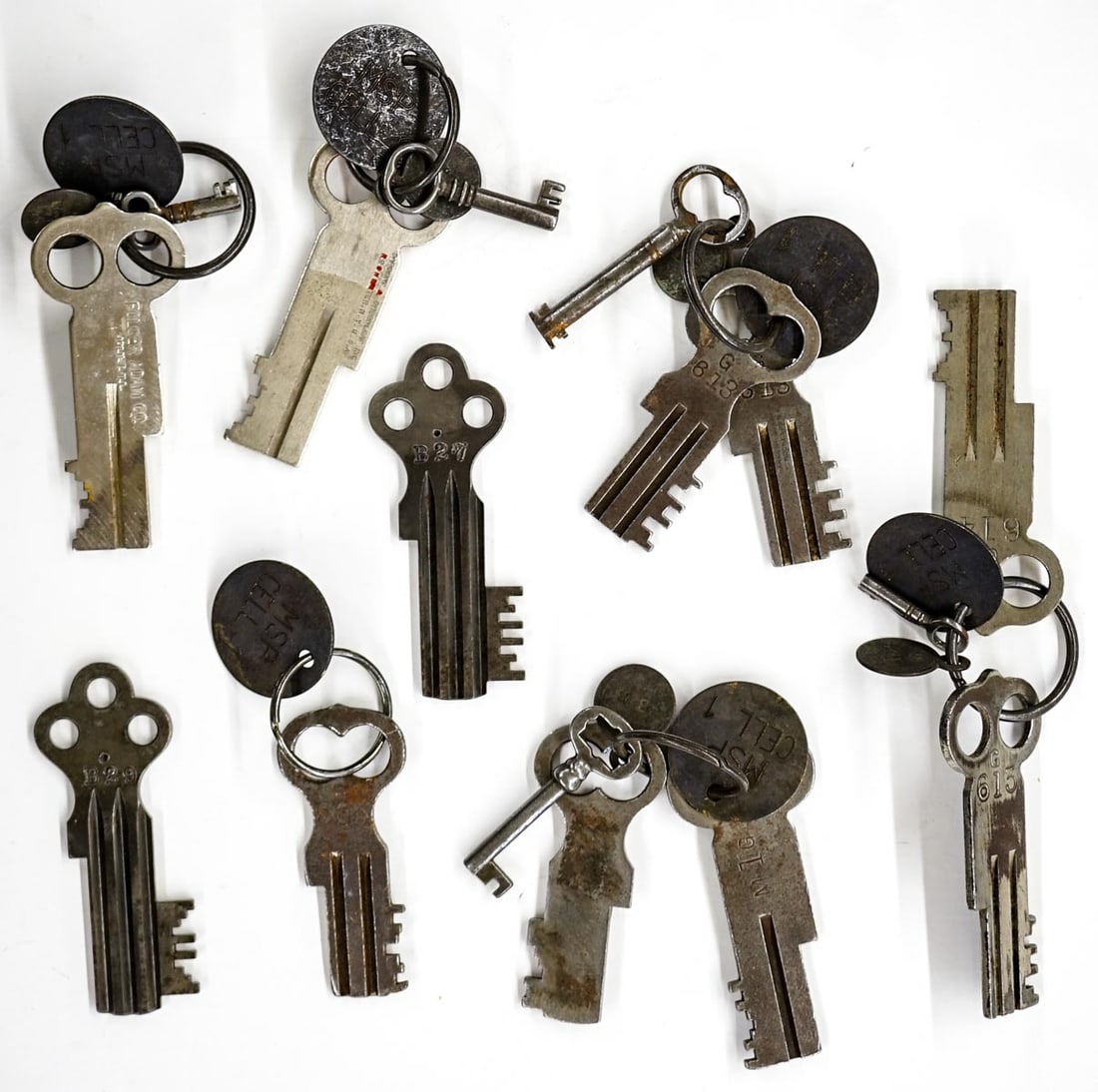 Vintage & Antique Prison Keys (14). They measure 3: Vintage & Antique Prison Keys (5). They measure 1.25 to 3.875 inches length. The absence of a condition report does not imply that the lot is in perfect condition or completely free from wear and tear