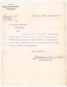 Montana Penitentiary to Governor [Death Notice]
