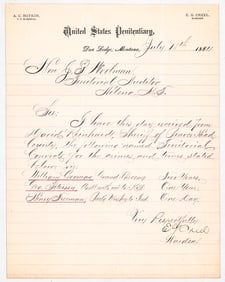Montana Penitentiary Notice [Delivered] 1881