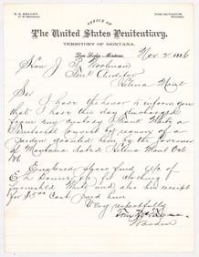 Montana Penitentiary Notice [Release] 1886