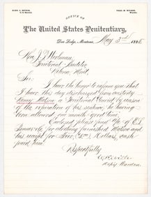 Montana Penitentiary Notice [Release] 1885