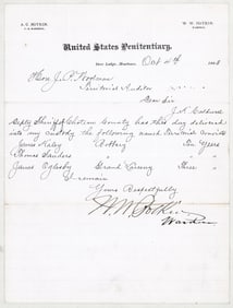 Montana Penitentiary Notice [Delivered] 1883
