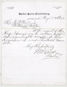 Montana Penitentiary Notice (Escapee) 1883