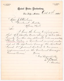 Montana Penitentiary Notice [Delivered] 1881