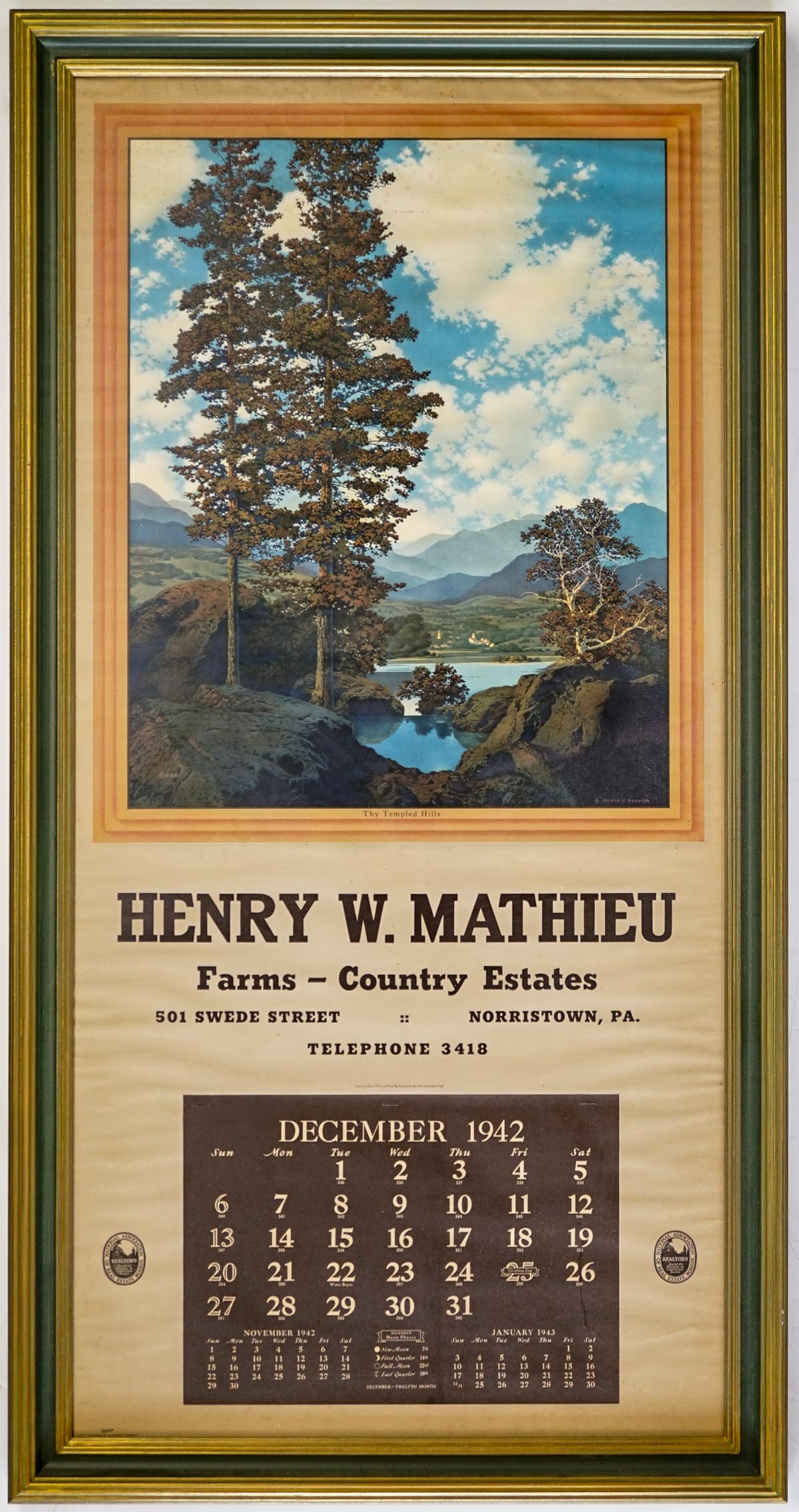 1942 Maxfield Parrish Lg Calendar Thy Templed Hils (1 of 8)