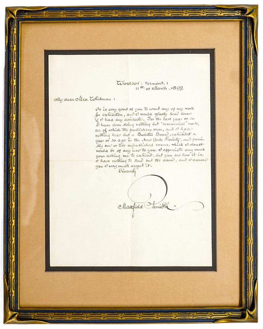 Maxfield Parrish 1899 Handwritten Letter Framed (1 of 5)
