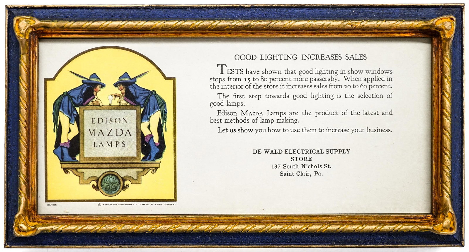 Edison Mazda Lamps 1924 Print Framed (1 of 5)