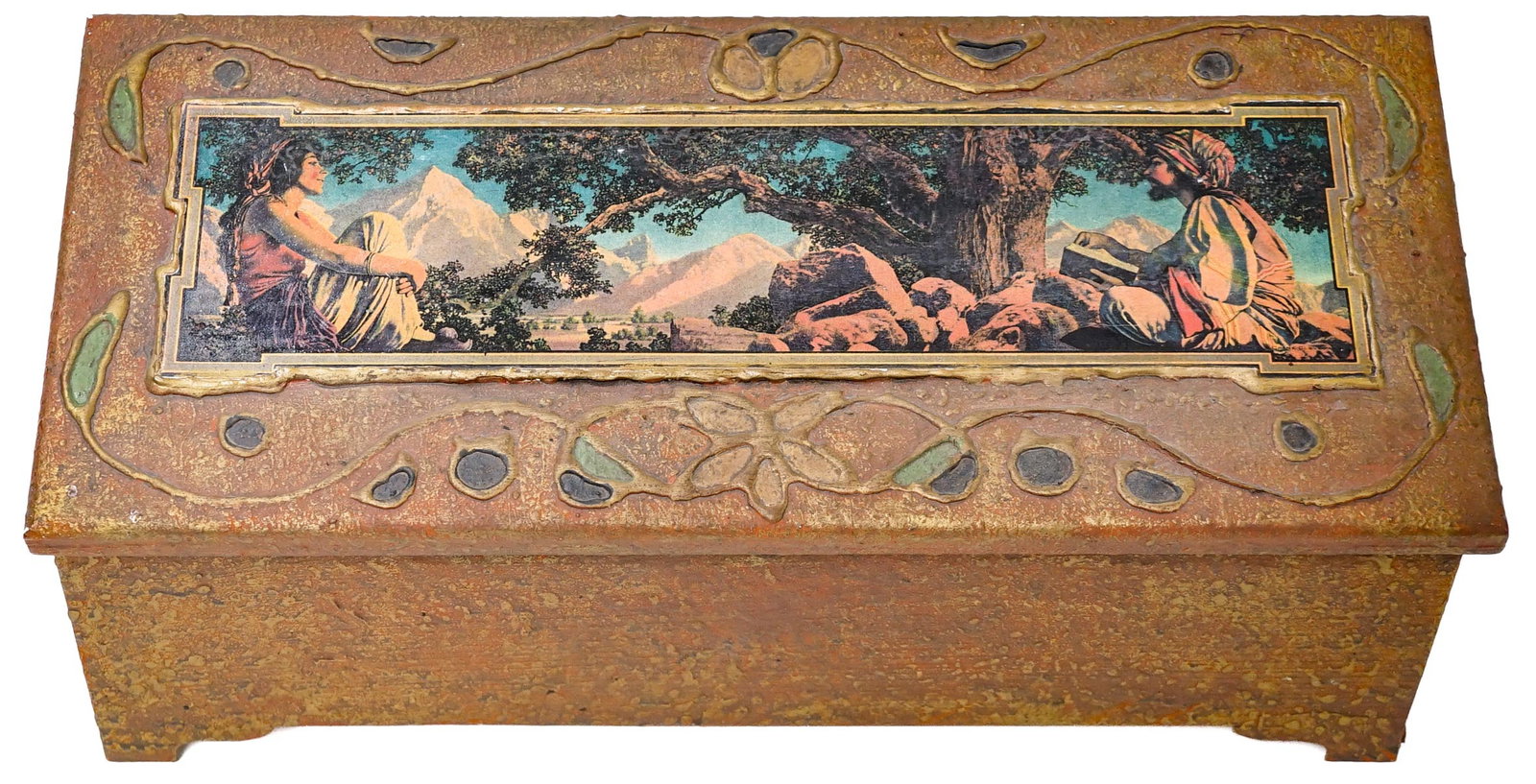 RARE Display Candy Box Maxfield Parrish Rubaiyat: Maxfield Parrish Rubaiyat rare Crane Chocolate display box. One of only 5 known to be made. Box measures 17.5 x 12.25 x 7.50 inches. Excellent condition. Maxfield Parrish - American painter and illust