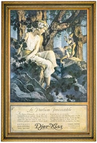 Djer- Kiss 1918 French Parfum Ad Maxfield Parrish