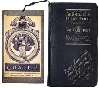 1924 Automobile Blue Book w/ Original Map Holder
