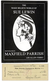 Maxfield Parrish/Sue Lewin SIGNED Check + Book