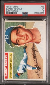 Sandy Koufax 1956 Topps #79 Gray Back PSA 5
