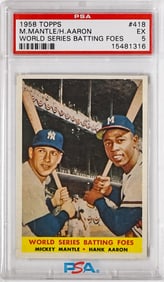 1958 Topps Mickey Mantle Hank Aaron #418 PSA 5