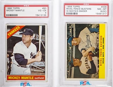 1966 Topps Mickey Mantle, 1958 Topps Fence Busters