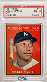 Mickey Mantle 1961 Topps #475 PSA 6
