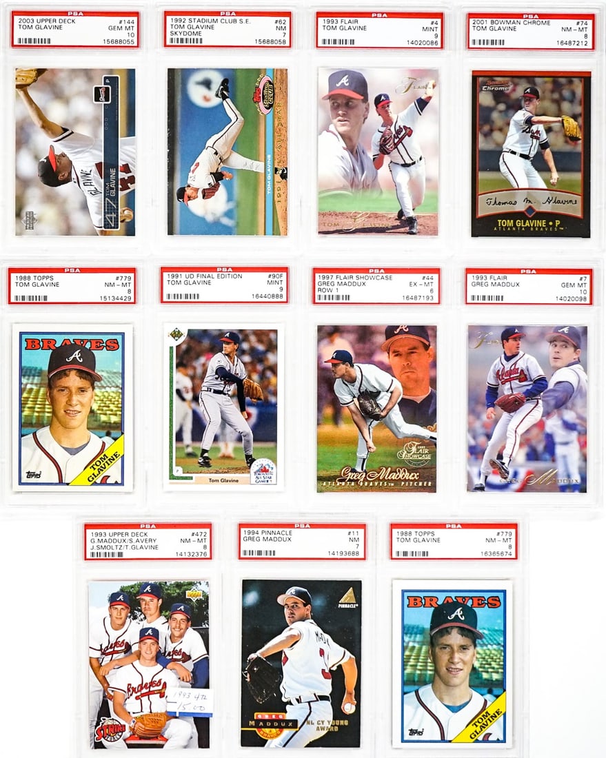 Tom Glavine, Greg Maddux PSA Graded Cards w/RC (1 of 11)