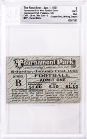 The Rose Bowl - 1921 Ticket BGS Grade 2