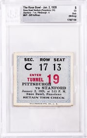 The Rose Bowl - 1928 Ticket BGS Grade 5