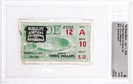 The Rose Bowl - 1930 Ticket BGS Grade 4