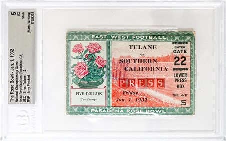 The Rose Bowl - 1932 Ticket BGS Grade 5