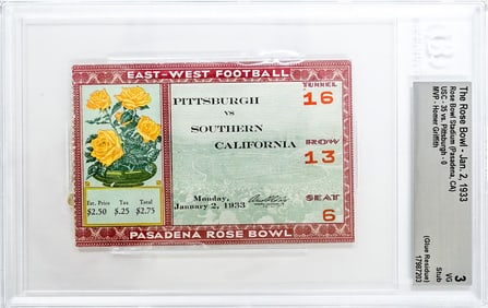 The Rose Bowl - 1933 Ticket BGS Grade 3
