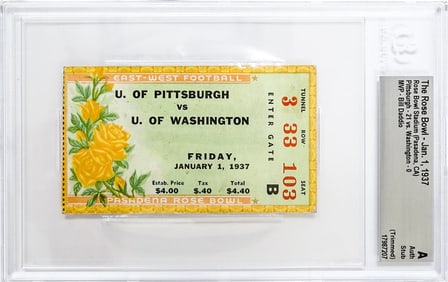 The Rose Bowl 1937 Ticket BGS Grade 0 Trimmed