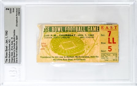 The Rose Bowl 1942 Ticket BGS Grade 2